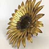 Ceiling lamp flower leaf golden metal year 70
