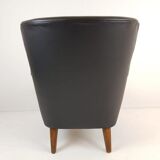 Armchair Artifort model Theo Ruth black leather skaï