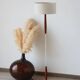 Vintage Scandinavian lamp in teak/chromed metal/cotton
