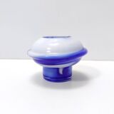 White and Blue Cased Murano Glass Vase "Wave" by Carlo Moretti, Italy