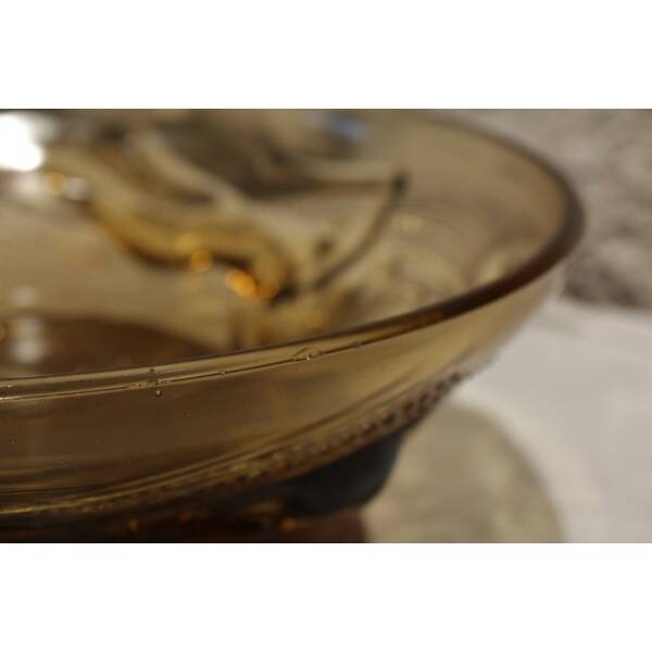 Glass coupe 'Naïades' with turned wooden Art Deco base