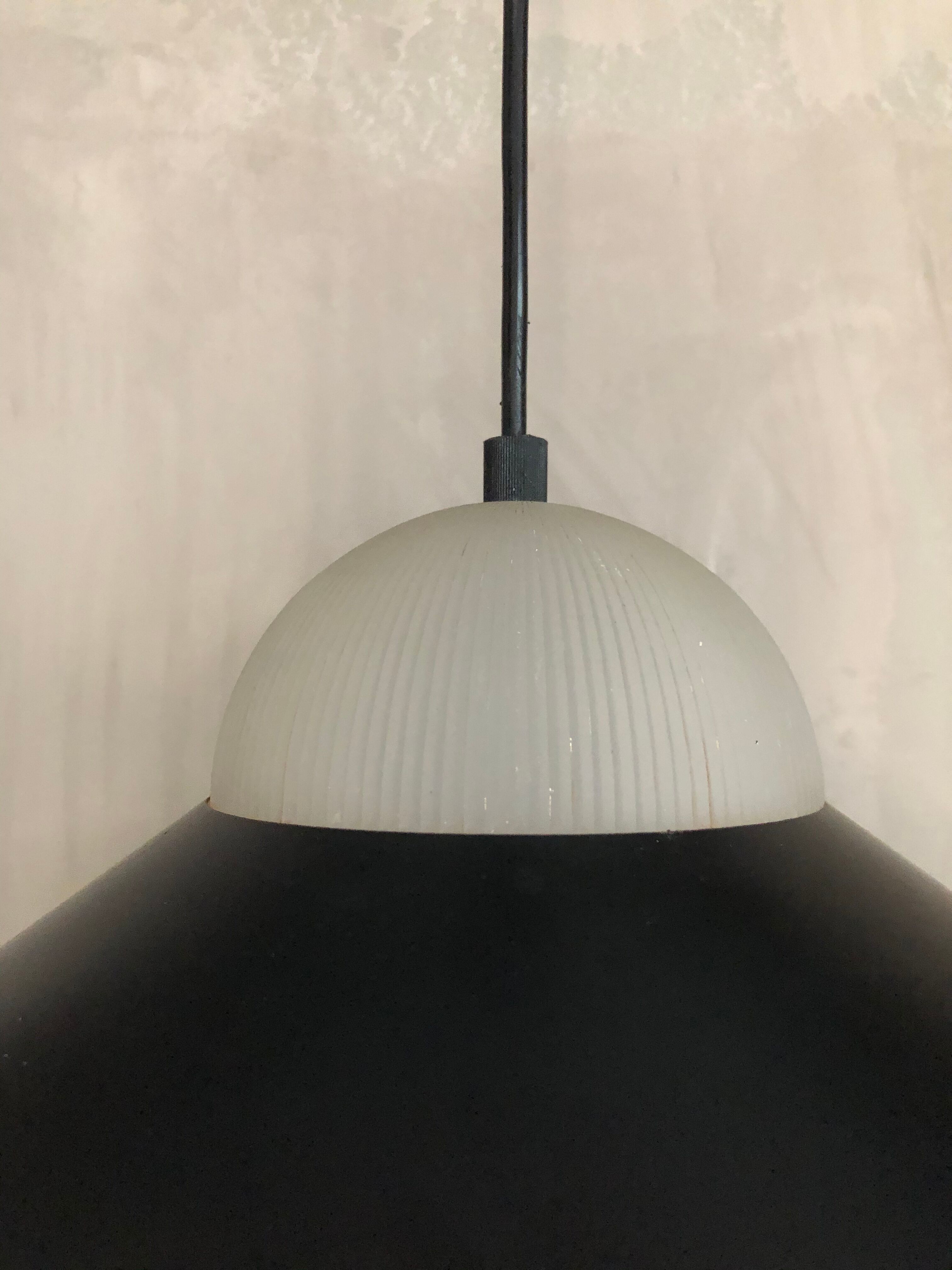 Lamp suspension design metal and frosted glass