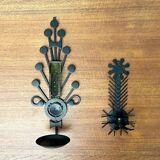 Mid-century modern Danish candle holders in metal and glass by Dantoft, 1960s, set of 2.