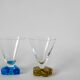 Lot de 5 verres à vin design pieds colorés 1970-1980