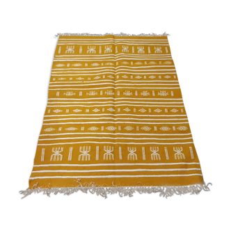 Yellow kilim carpet, Moroccan carpet