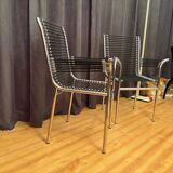 Pair of "Sandows" chairs designed by Rene Herbst, Bauhaus, France, 1980s