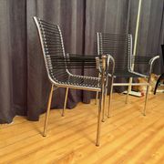 Pair of "Sandows" chairs designed by Rene Herbst, Bauhaus, France, 1980s