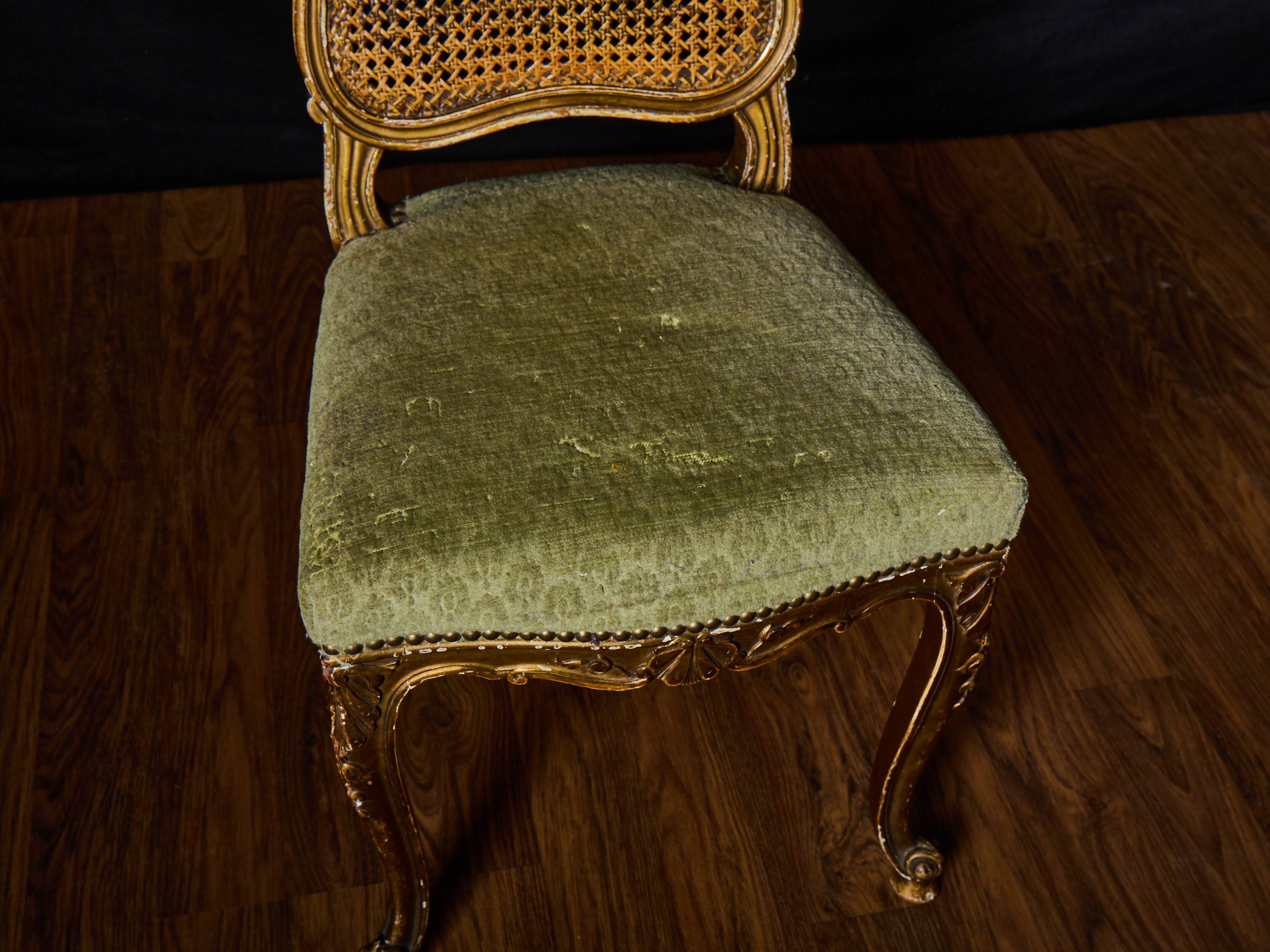 Set of 4 Louis XV style gilded chairs – Musician chair style