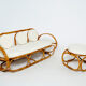 Sofa and italian poufs bamboo curly wool around 1960