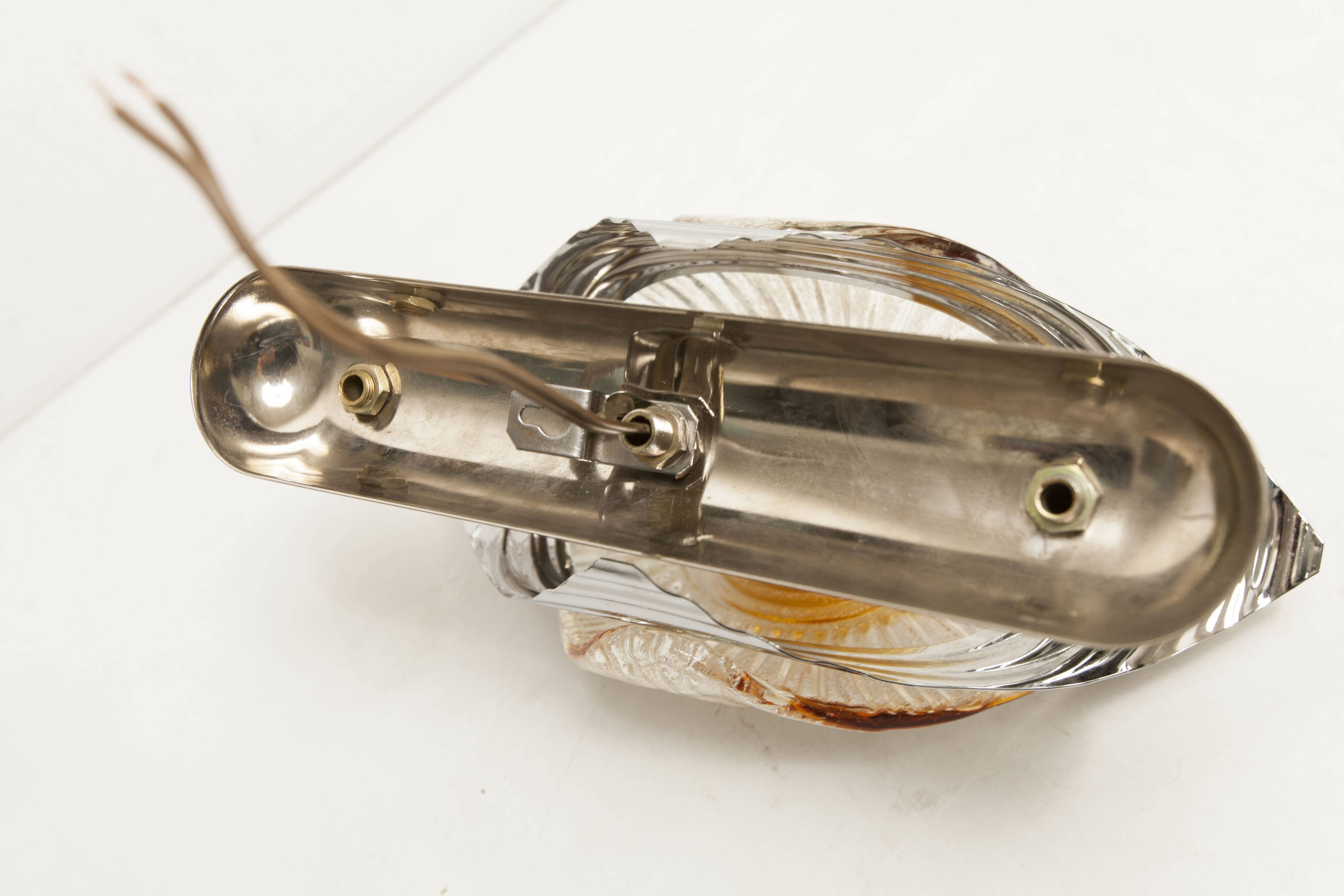 Rare Murano chrome sheet wall light 1960
