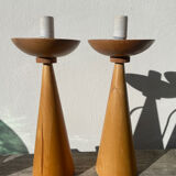 Pair of Scandinavian wooden lamps, 1980s