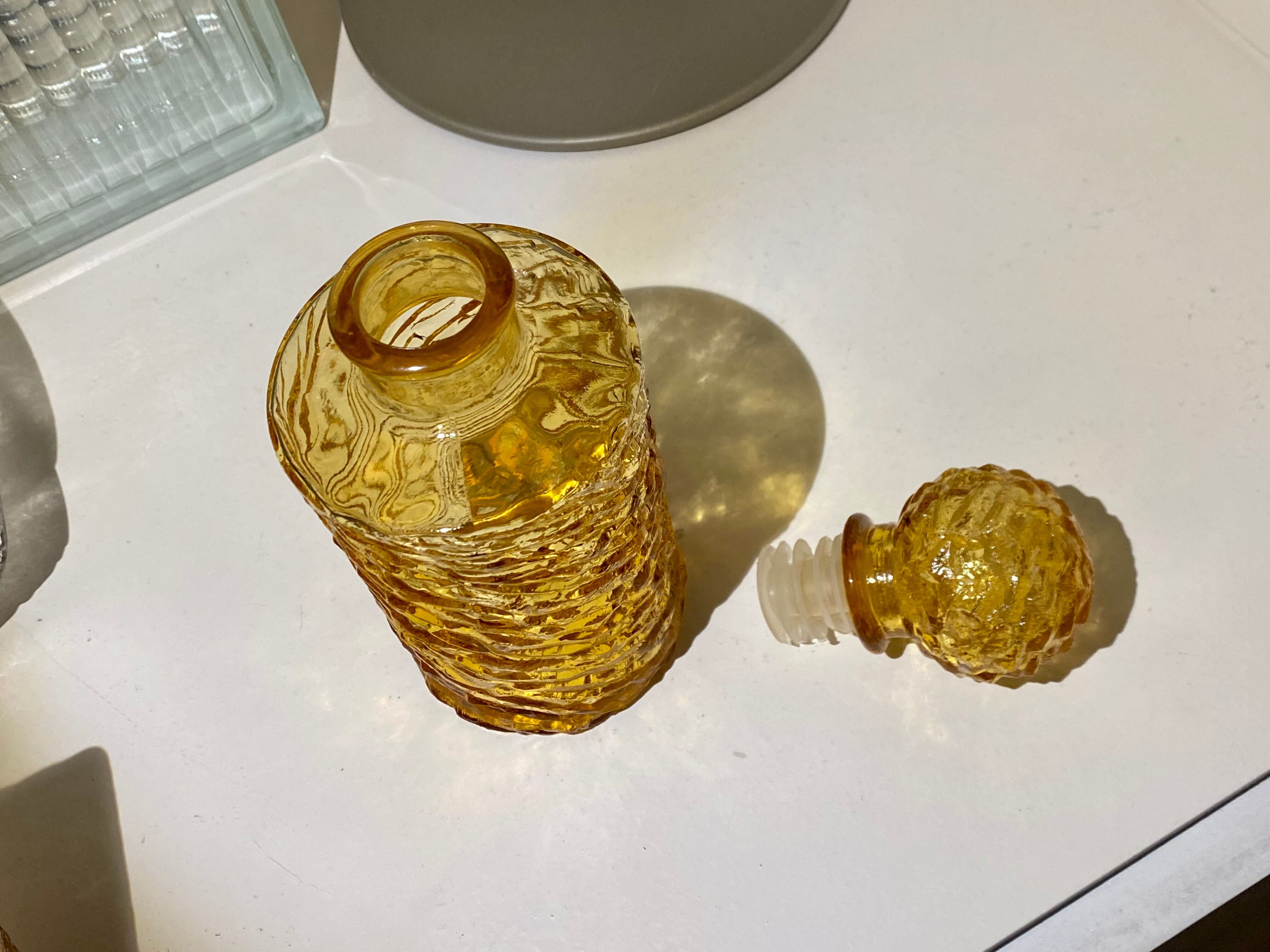 Bottle bottle amber glass textured vintage 70s