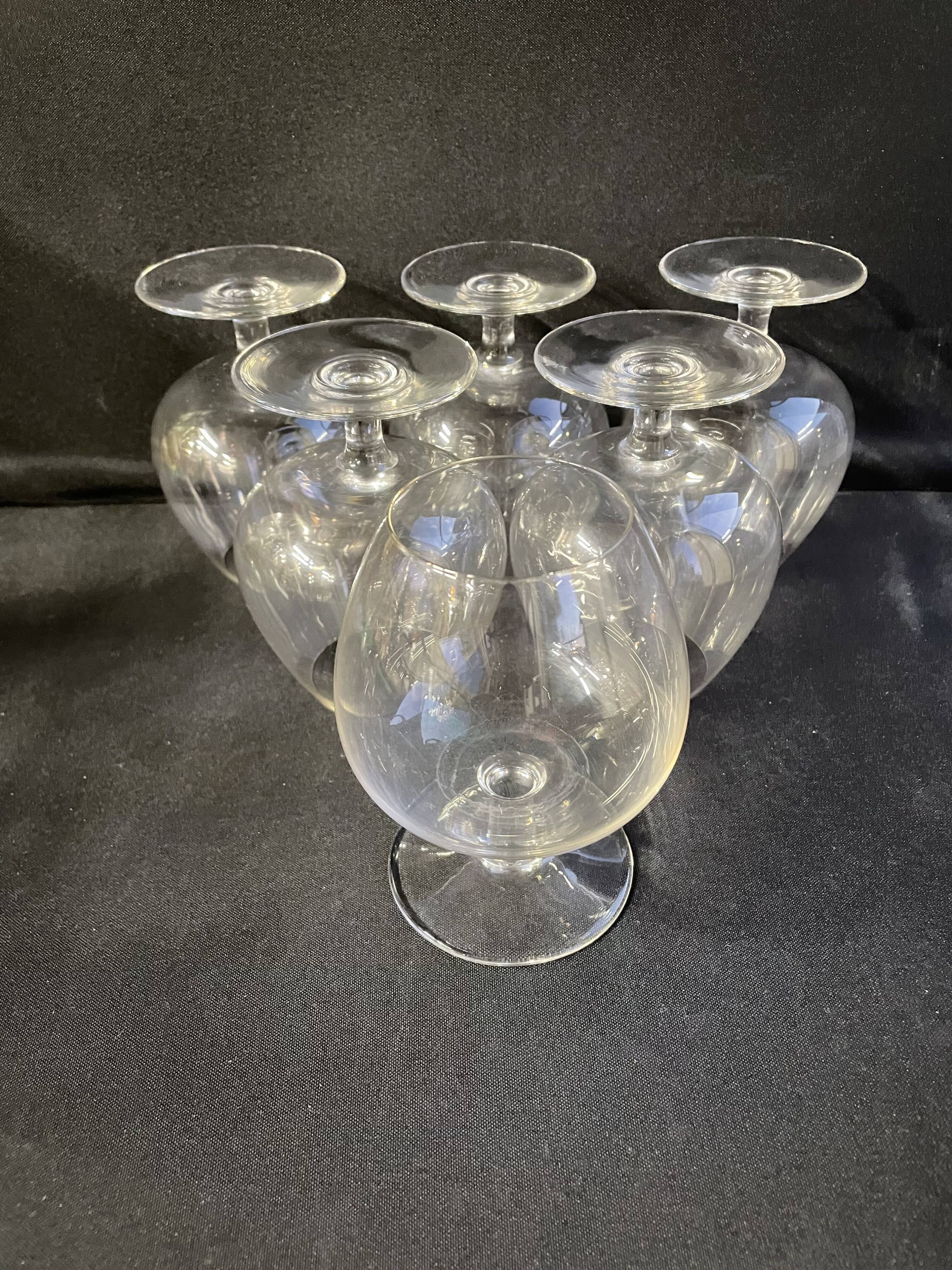 6 old tasting balloon glasses (cognac/armagnac) - light blown crystal
