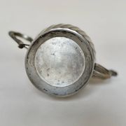 Silver-plated metal teapot with fluted body in Art Deco style