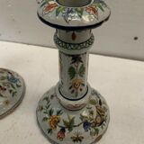 Pair of table candlesticks in faience of Rouen XX century