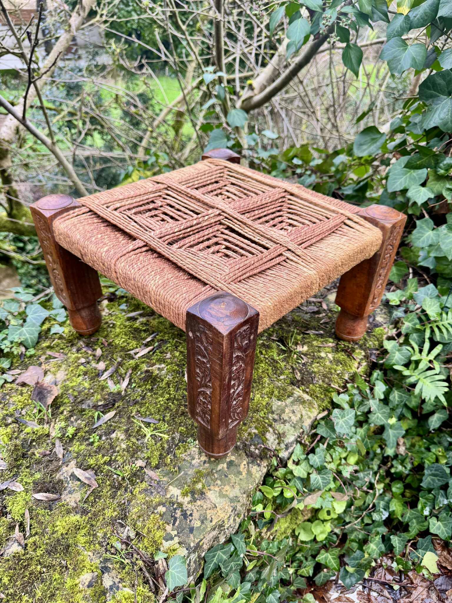 Large Indian rope stool from the early 20th century.