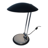 Lampe de bureau design pivotante en chrome et métal laqué noir