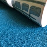 Harvest tablecloth in old hemp dyed in aquatic blue