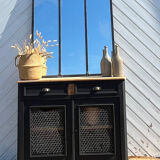 Buffet parisien ancien en bois massif brut et noir mat