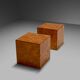 Set of Two Beautiful Burl Wood Cube Tables, Italy 1970s