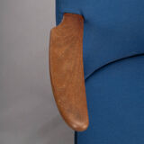 Danish Midcentury Reupholstered Blue Cocktail Chair, 1960s