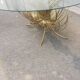 Vintage gold metal coffee table and glass top