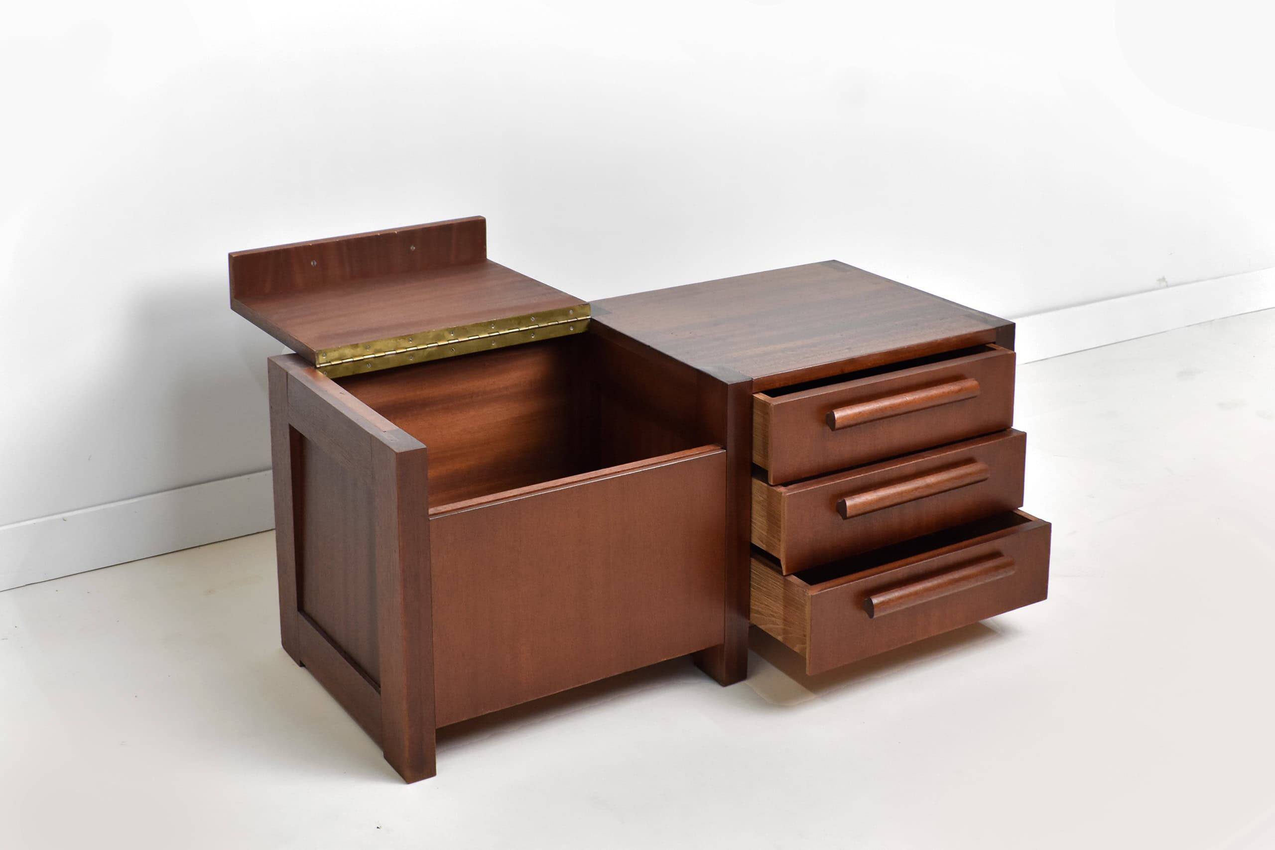 Meuble bas style Scandinave vintage, petit coffre bois