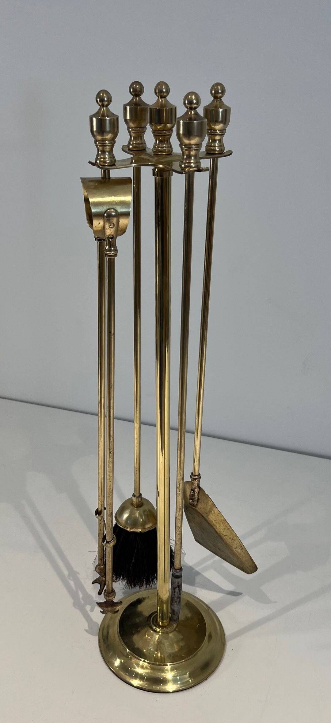 Neoclassical Fire Necessity in Polished Brass on Stand