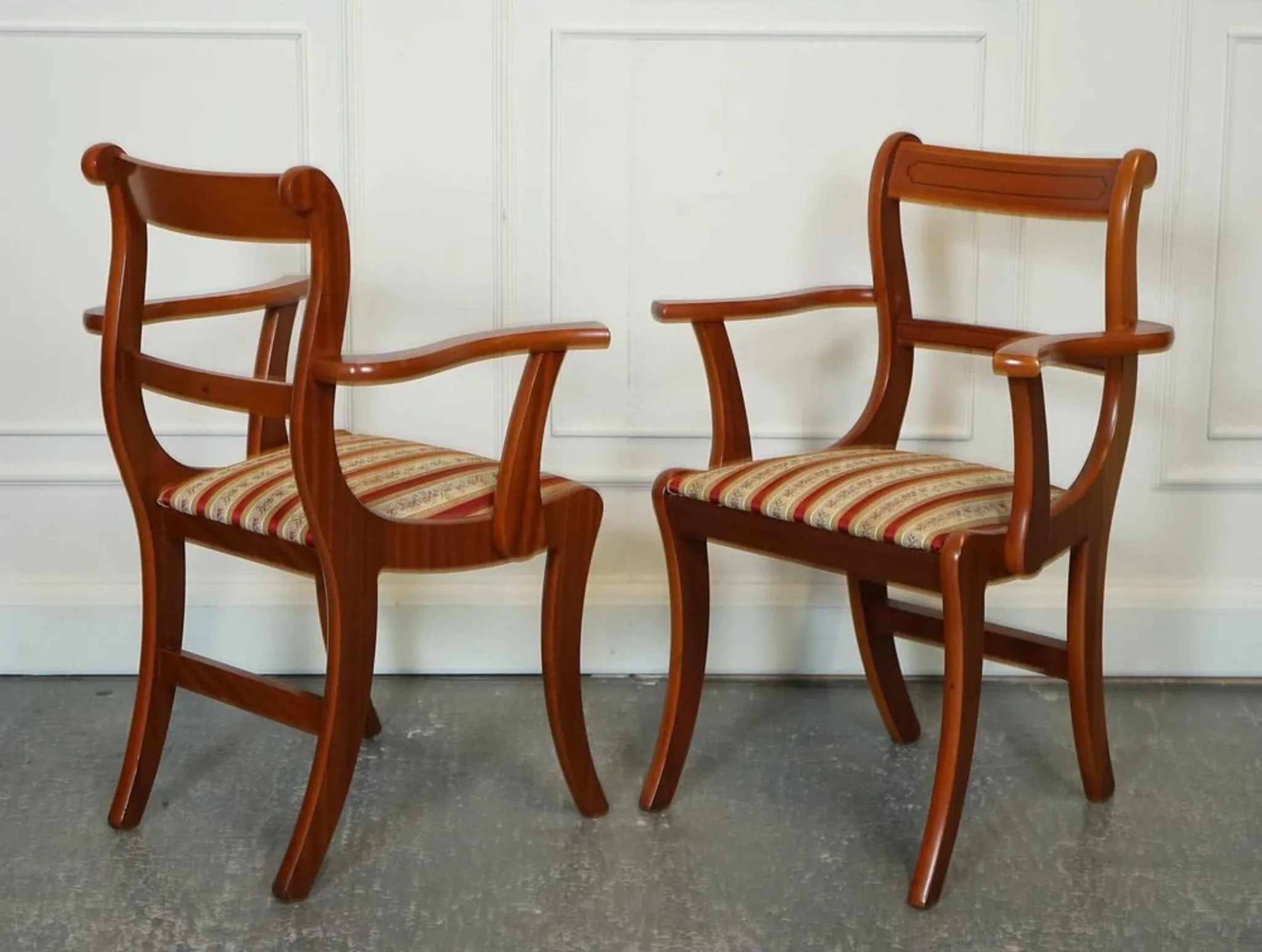 Vintage Yew Wood Dining Chairs, Set of 8