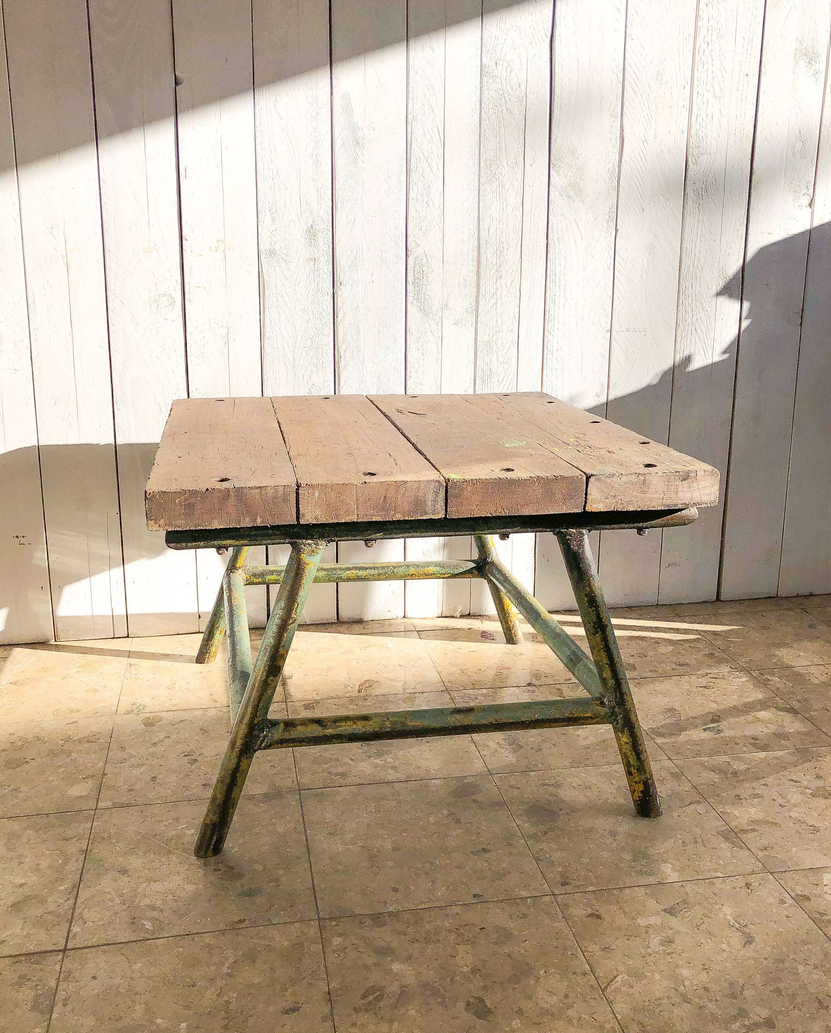 Industrial coffee table patina green