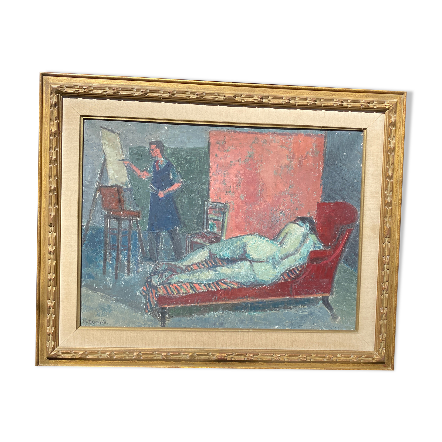 Marguerite Bermond « nu au divan rouge »