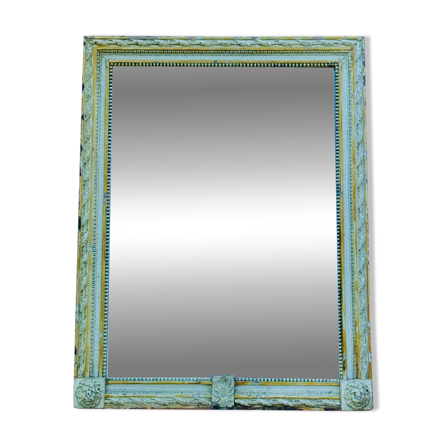 18th century painted wooden mirror