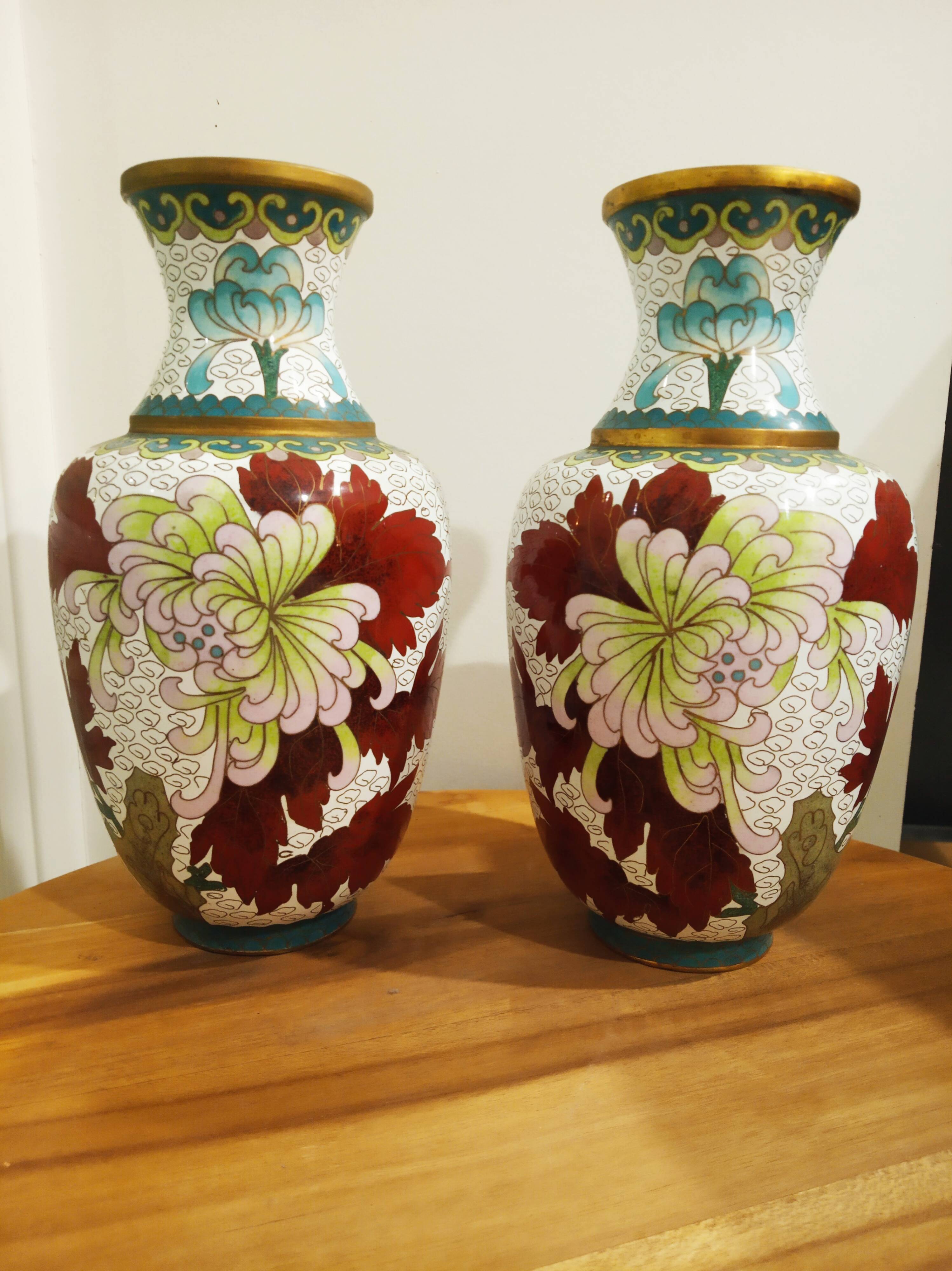 Pair of cloisonné vases