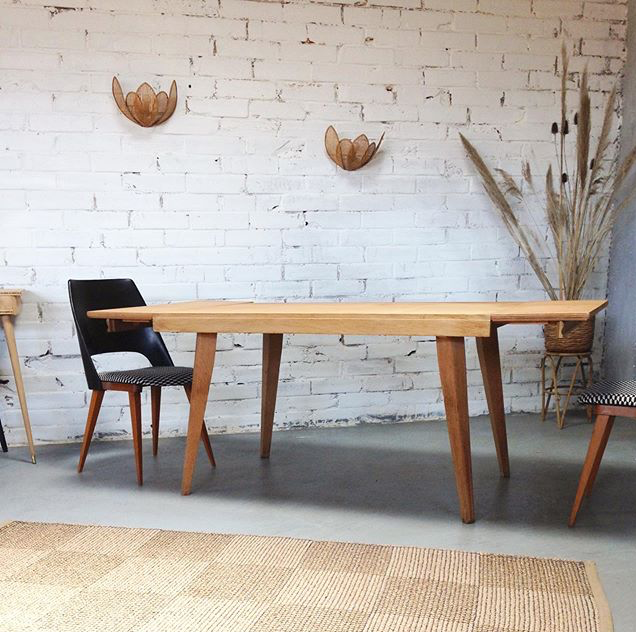 Scandinavian oak compass table