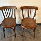 Paire de chaises bistrot bois brut
