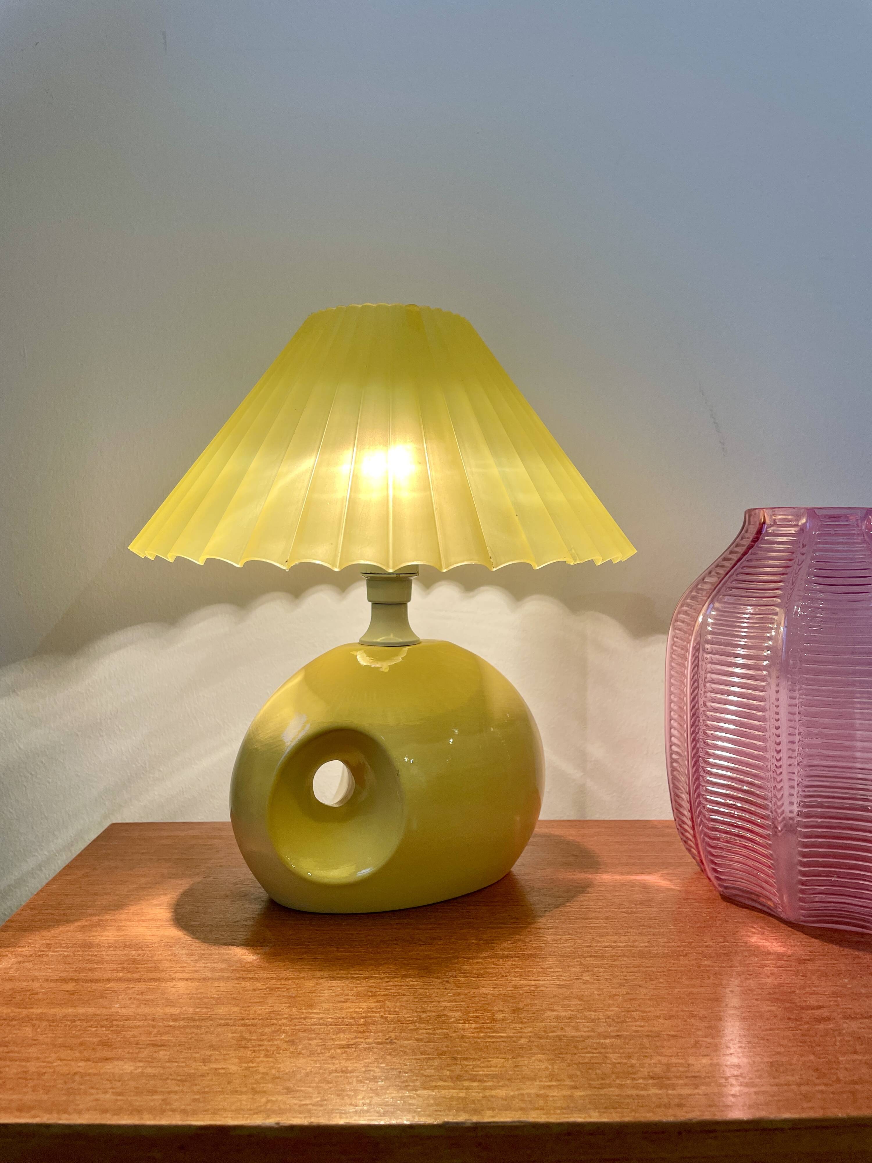 Yellow ceramic lamp organic shape