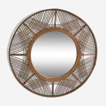 Rattan round mirror 70cm