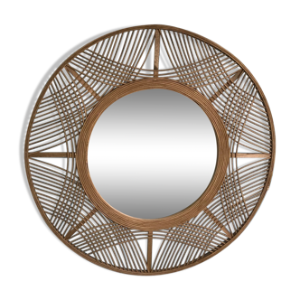 Rattan round mirror 70cm