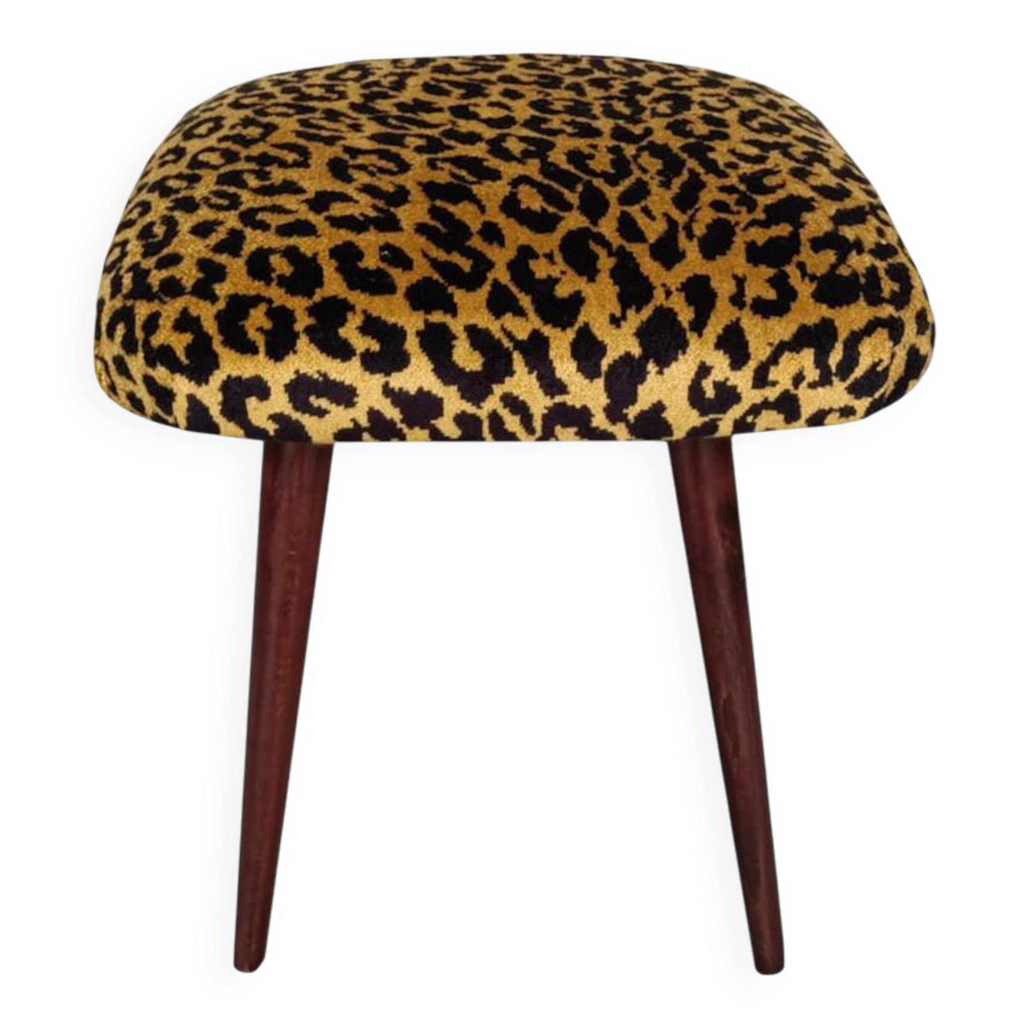 Pair of leopard velvet stools mid-century, Europe, 1960s