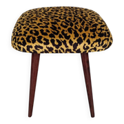 Pair of leopard velvet stools mid-century, Europe, 1960s