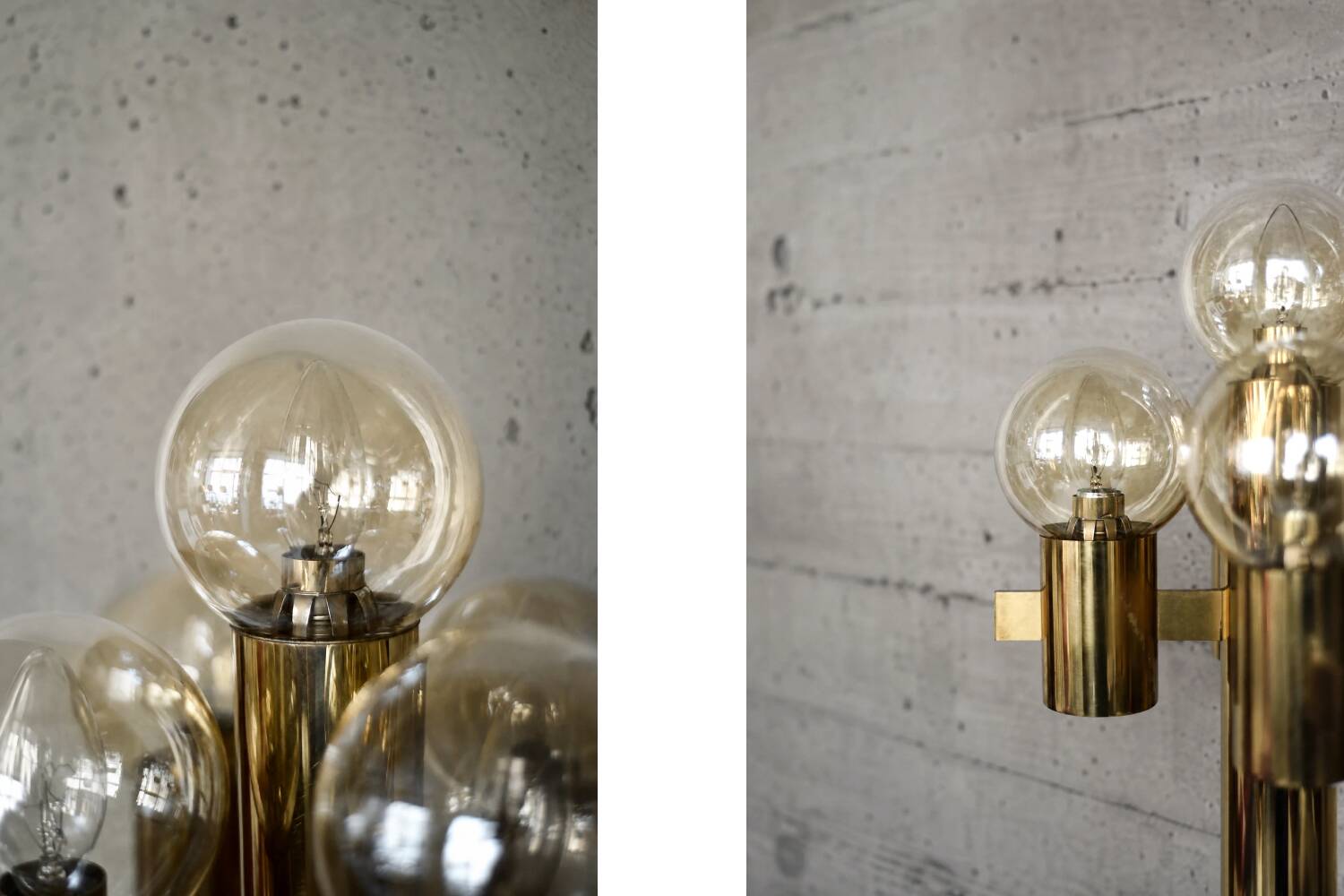 Vintage Mid-Century Scandinavian Modern Sculptural Gold Floor Lamp