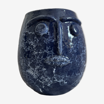 Ceramic vase enamel blue