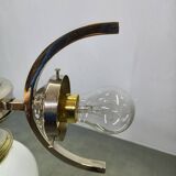 Art Deco Nickel and Glass Chandelier, 1930s