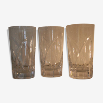 Suite de 3 verres à orangeade en cristal taillé Sevres