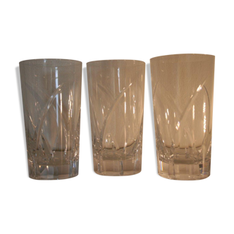 Suite of 3 orangeade cut Crystal glasses SEVRES