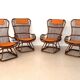 Italian Designer Mid Century Bamboo Armchairs, Set Of 4pcs.