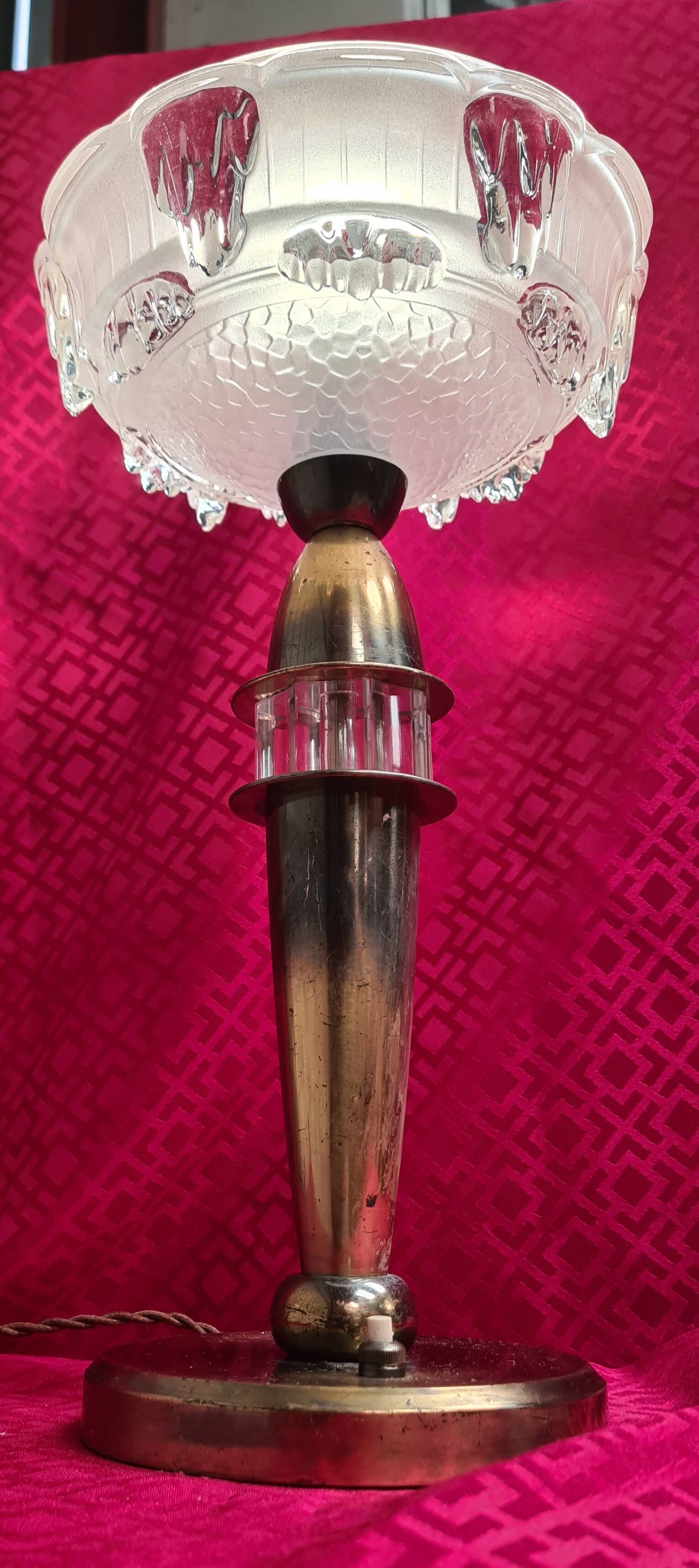 brass chalice lamp ezan type ice cube art deco elec original 37x20