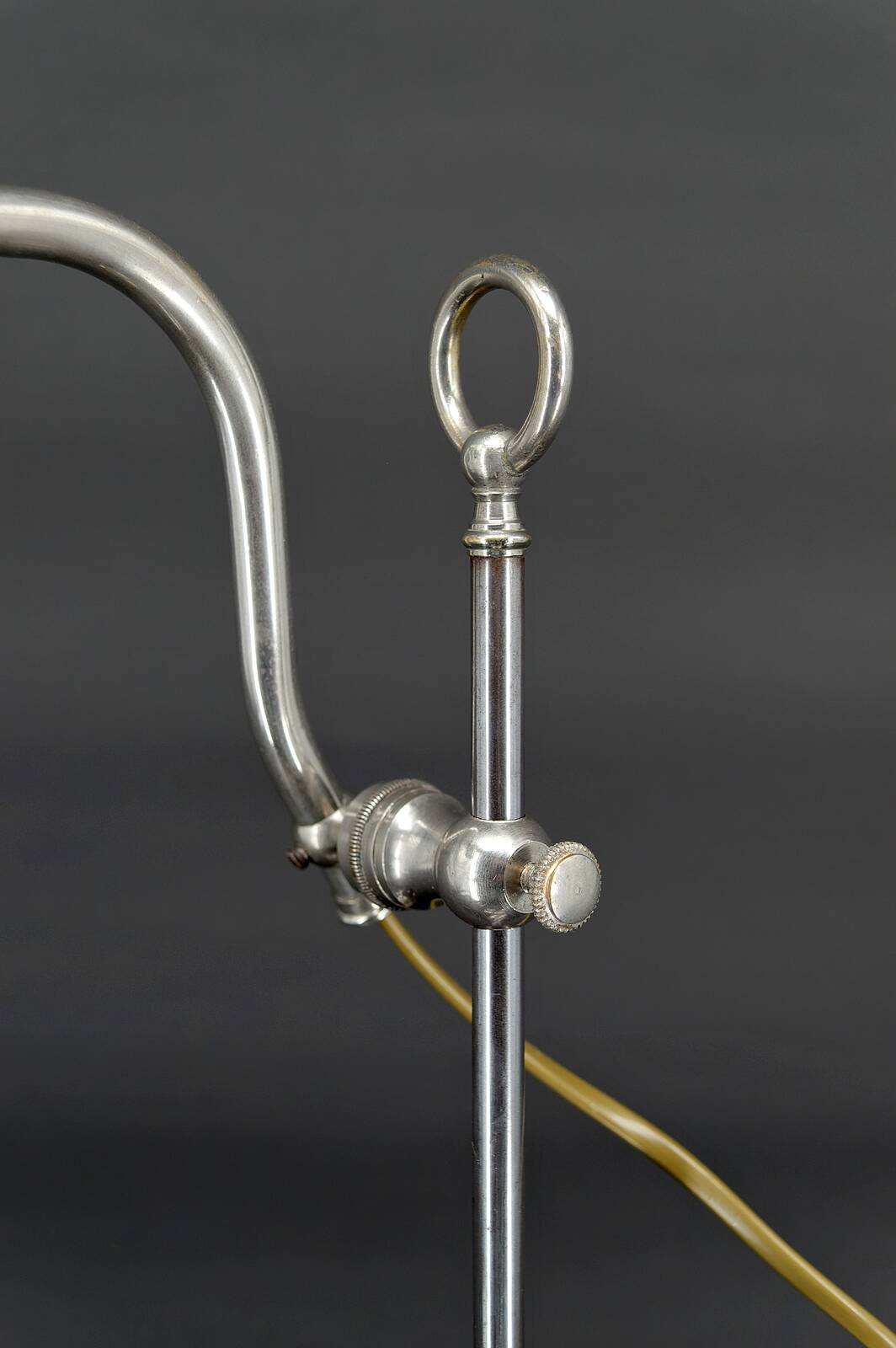 Workshop lamp in aluminum and nickel, adjustable with raise-lower system, France, circa 1900