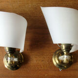 Pair of sconces, brass and plastic