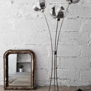 Large lamp on foot / Lamplamp flowers stainless and chrome / Vintage 1960 - 1970
